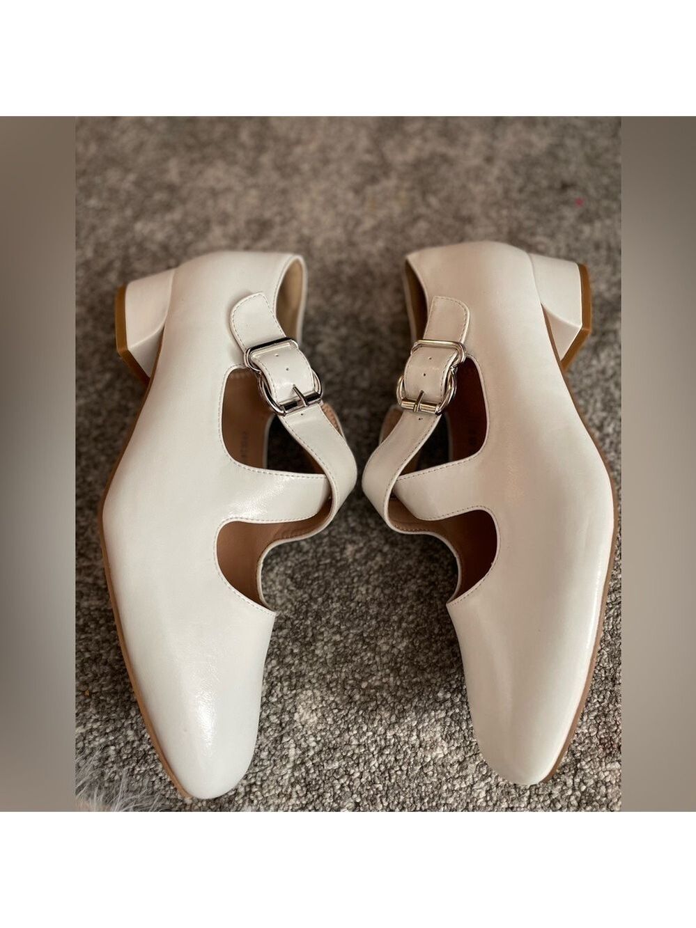 New White Women's Low heel Platform Shoes with Buckle Detail Size 8